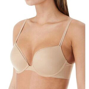 Calvin Klein Womens Size 34A Beige Underwear Liquid Touch Push-Up Plunge Bra
